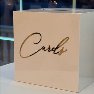 SOLD — White Card Box with Gold Script "Cards"
